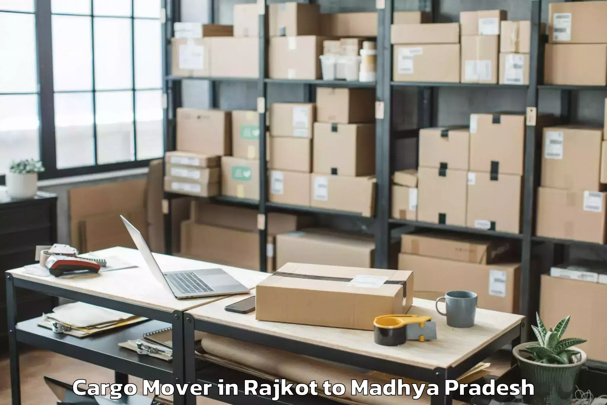 Top Rajkot to Dabra Pichhore Cargo Mover Available